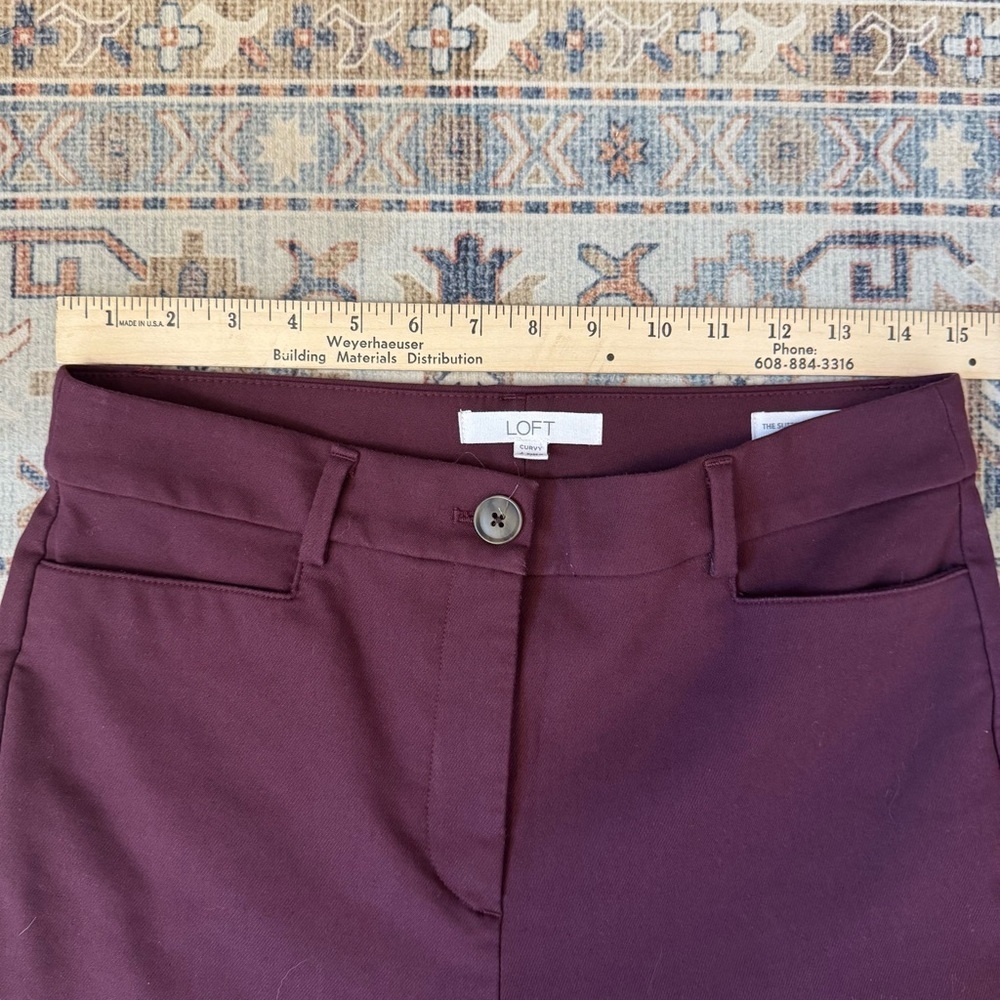 LOFT Curvy Sutton Skinny Women's Burgundy Wine Dress Pants Size 4 - Picture 11 of 13